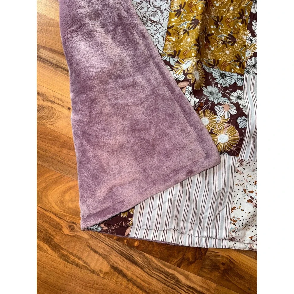 Handmade Patchwork Baby Blanket OS Multicolor Excellent Floral Minky Quilt